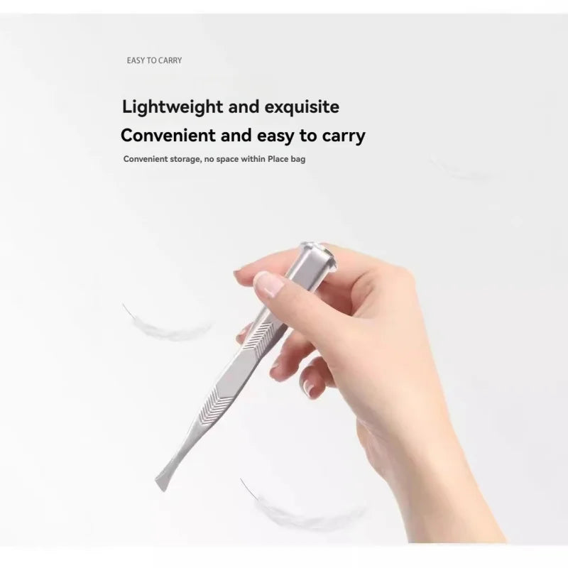 1PC Portable Stainless Steel Eyebrow Tweezer with Smart LED Light