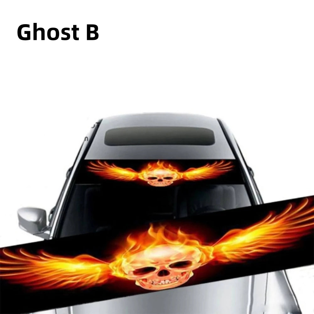 3D Effect Car Front Windshield Stickers with Ghost and Wolf Eye Patterns