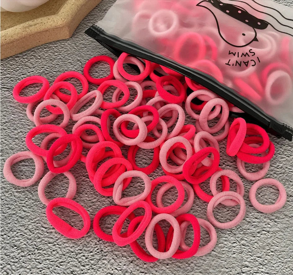 50/100Pcs Colorful Nylon Elastic Hair Ties for Kids