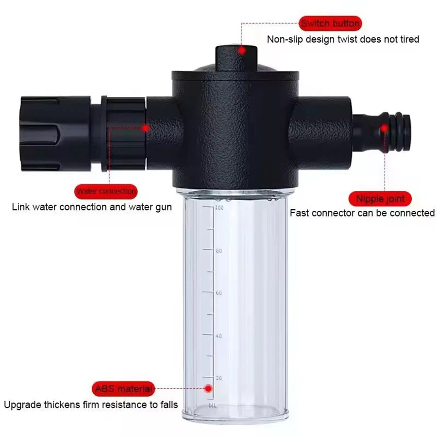 High Pressure Car Wash Water Gun with Foam Lance and Hose Nozzle