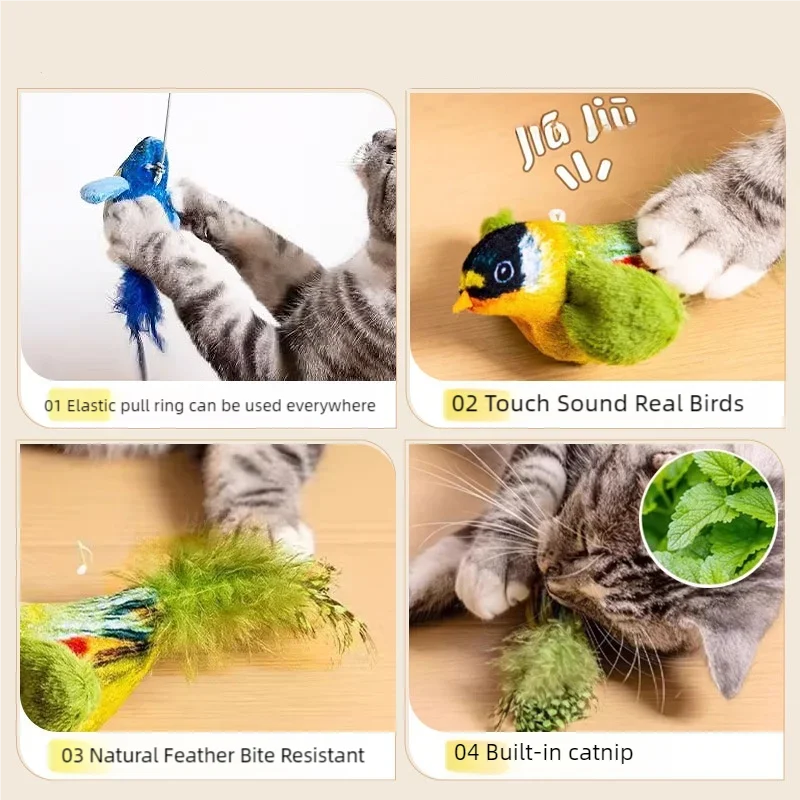 Interactive Electric Sounding Bird Plush Cat Toy