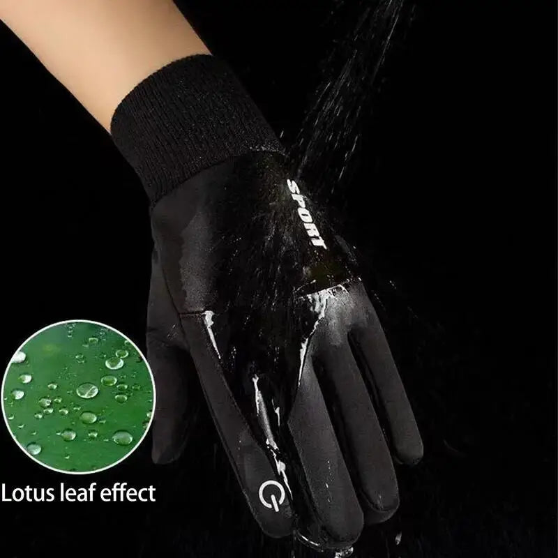 Black Waterproof Touch Screen Winter Sports Gloves