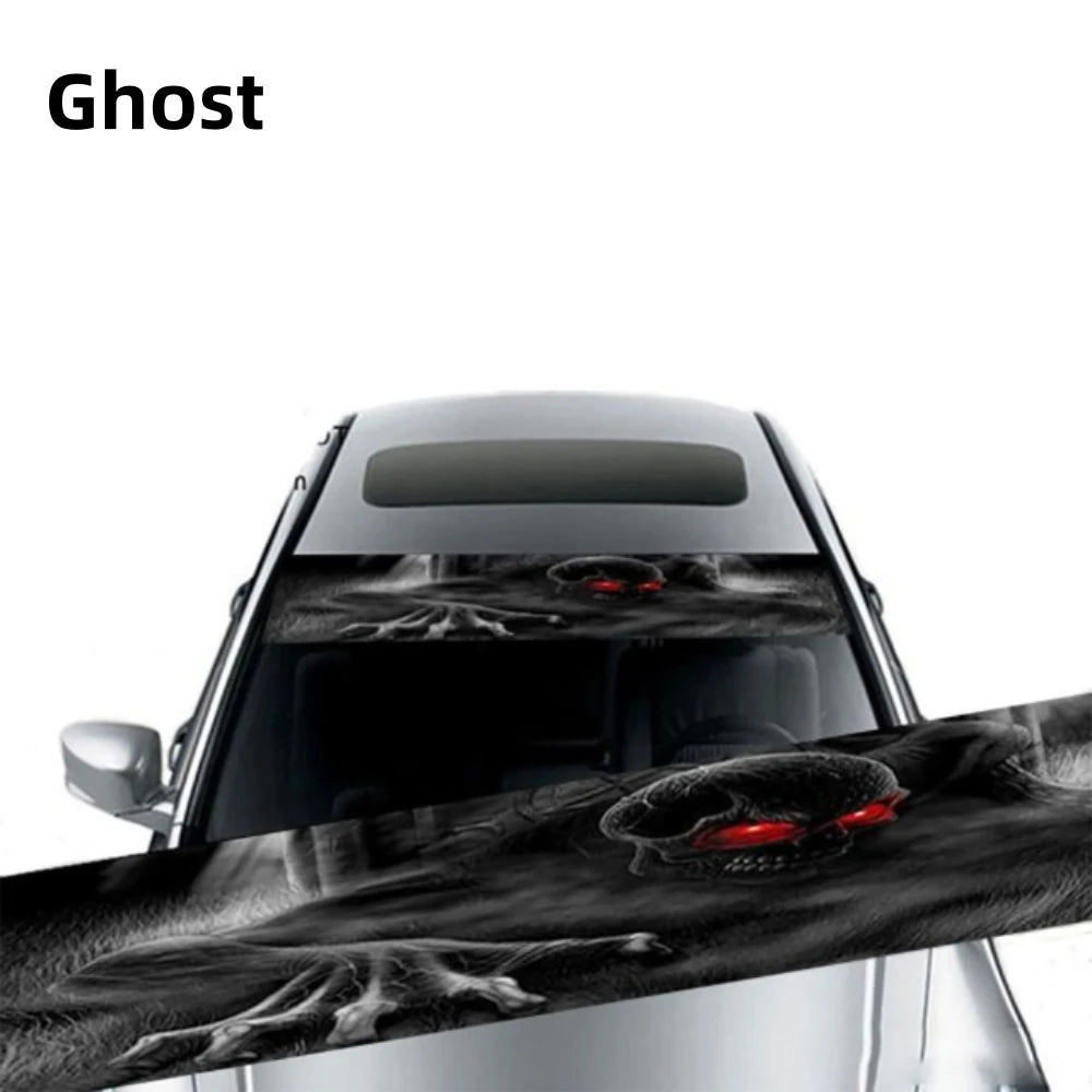 3D Effect Car Front Windshield Stickers with Ghost and Wolf Eye Patterns
