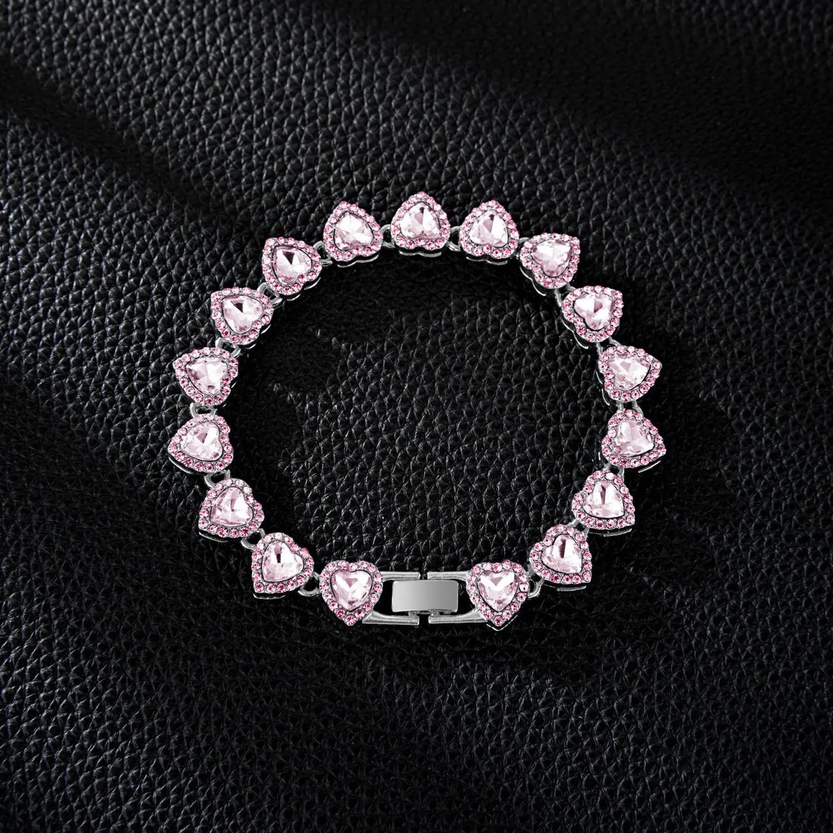 Yupsk Heart Rhinestone Hip Hop Tennis Chain Necklace and Bracelet Set