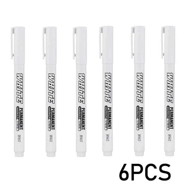 Waterproof White Permanent Metal Marker Pen with 1mm Tip