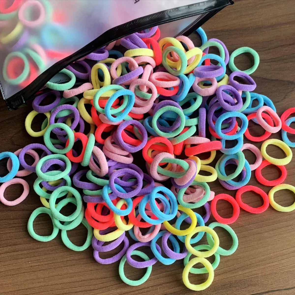 50/100Pcs Colorful Nylon Elastic Hair Ties for Kids