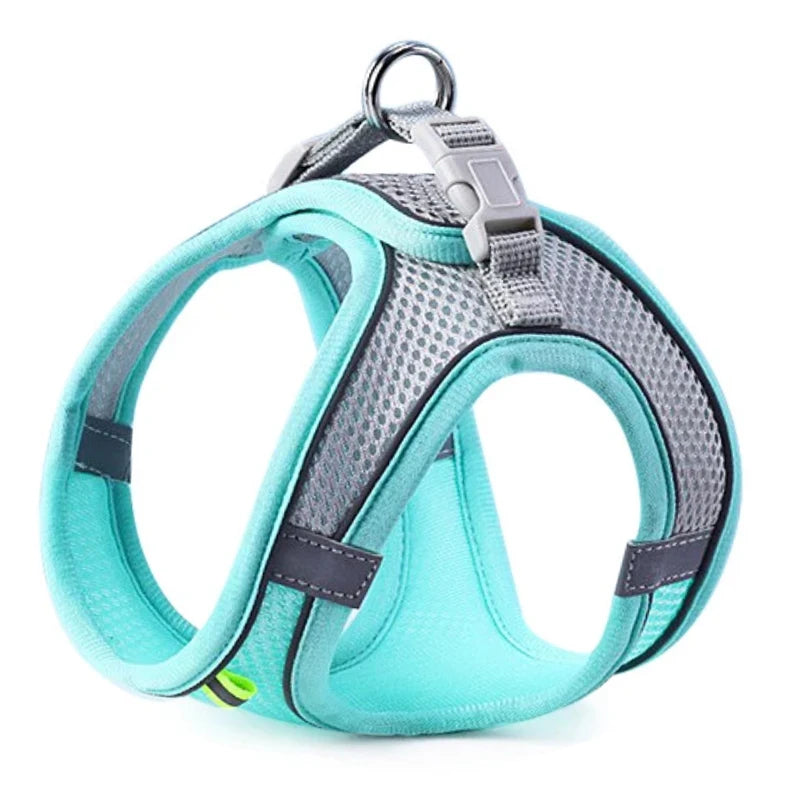 Reflective Breathable Adjustable Cat and Dog Harness Vest with Lead Set
