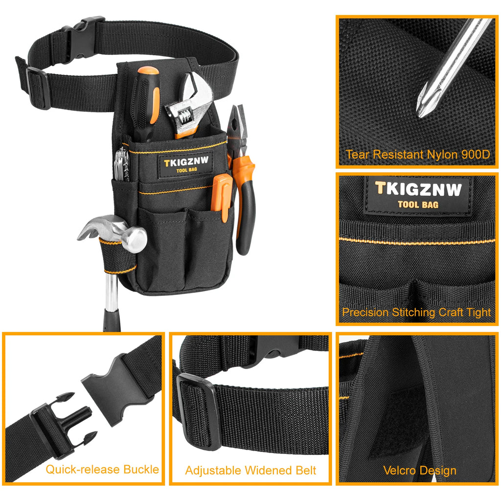 TKIGZNW Heavy-Duty Tool Pouch with Adjustable Belt and 15 Pockets