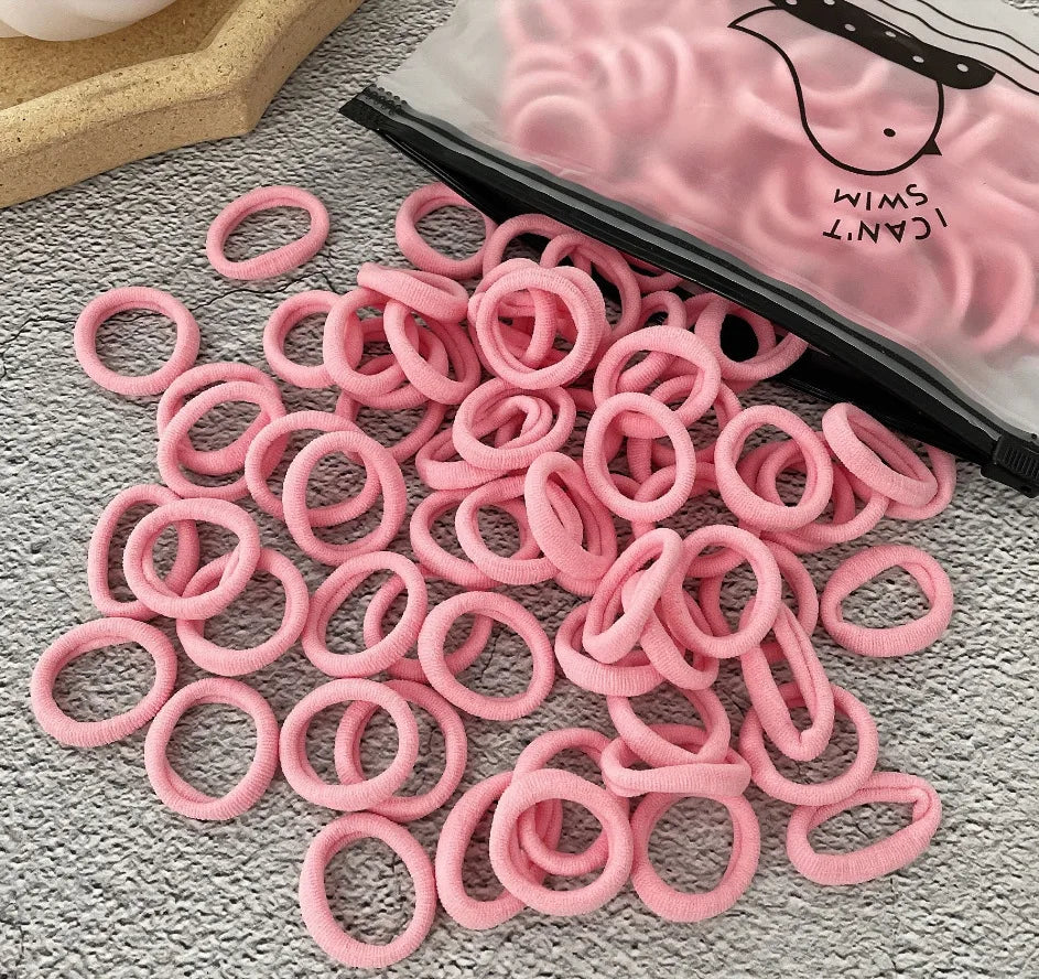 50/100Pcs Colorful Nylon Elastic Hair Ties for Kids