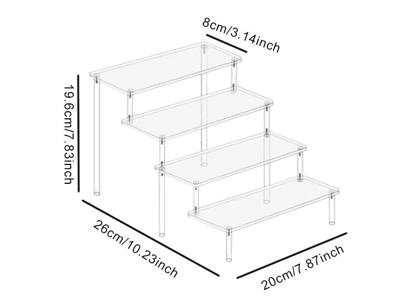 Clear Acrylic Tiered Display Riser for Figures and Cupcakes