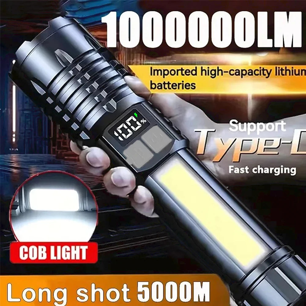 High Power Rechargeable LED Flashlight with COB Side Light