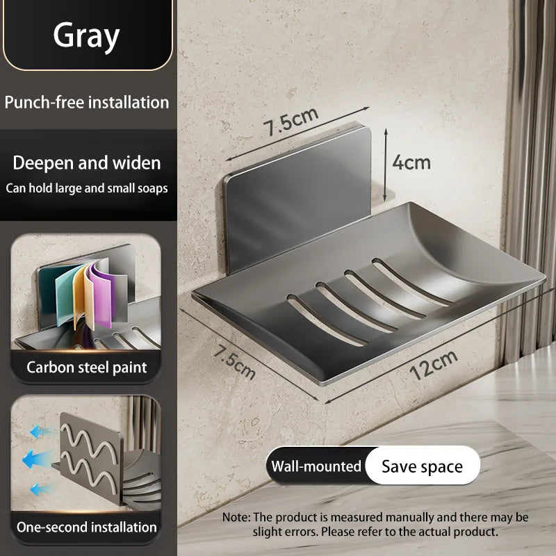 Wall-Mounted Black Carbon Steel Soap Holder