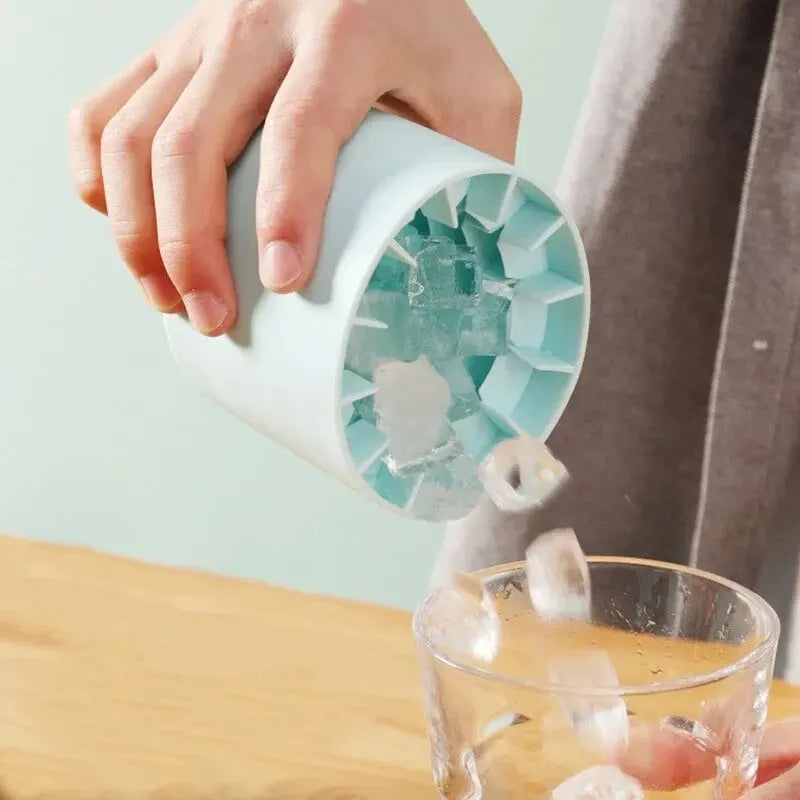 Silicone Round Ice Cube Mold and Freeze Bucket