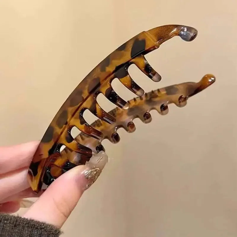 Tortoiseshell Fish-Shaped Banana Hair Clip Set