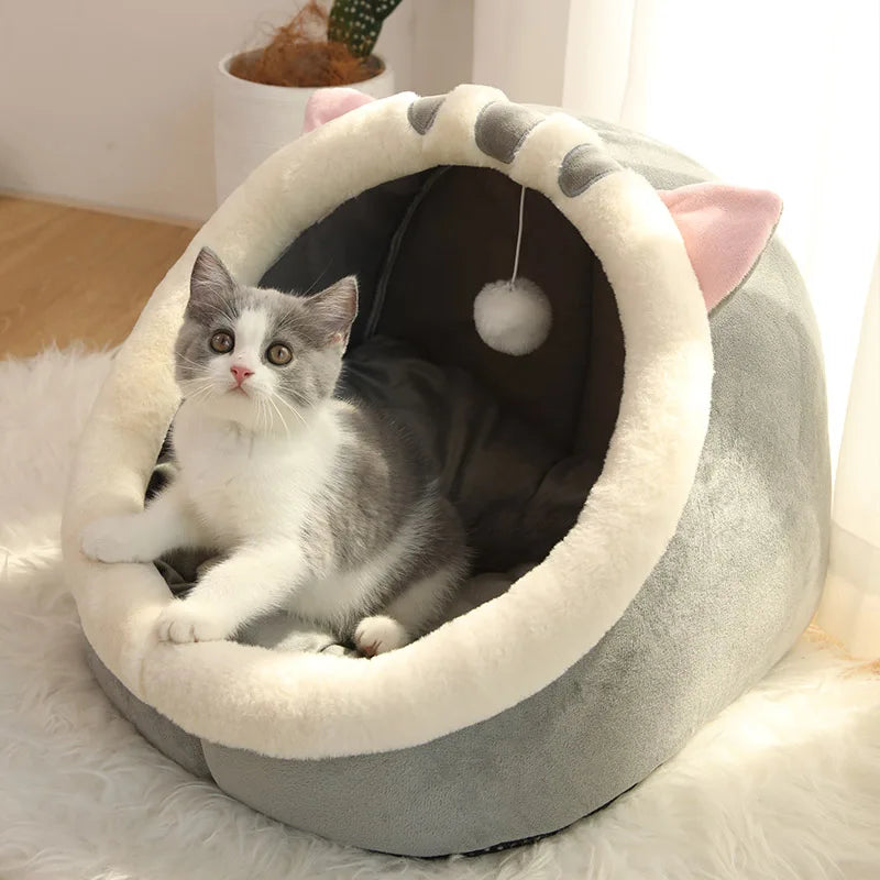 Cartoon Foldable Deep Sleep Cat Bed with Removable Washable Mat