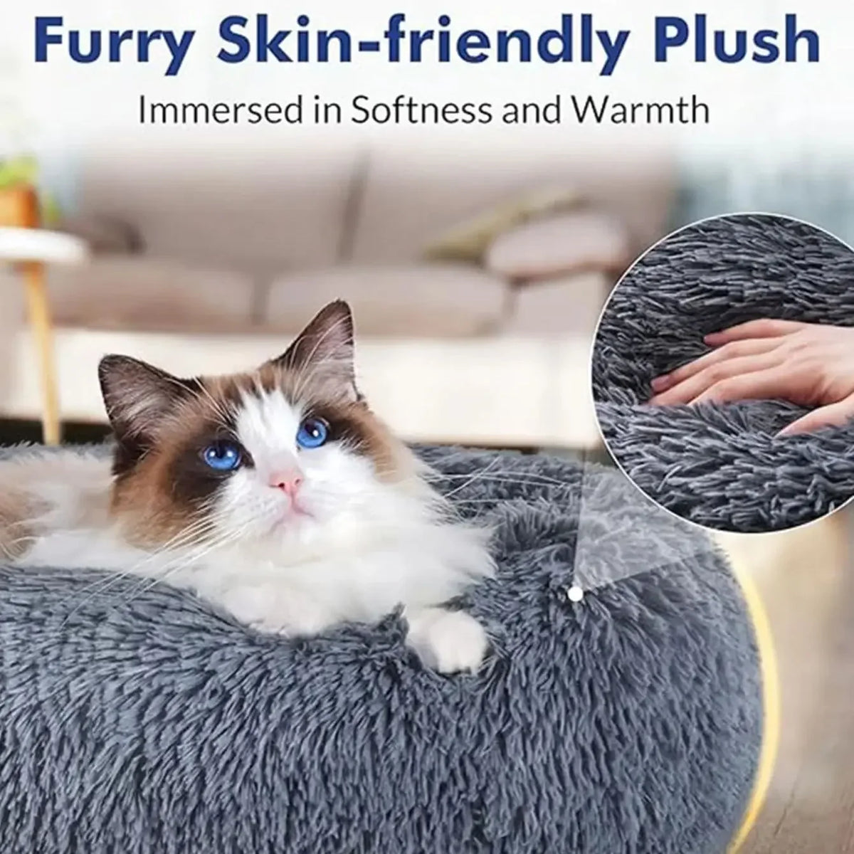 Super Soft Round Plush Pet Bed for Dogs and Cats