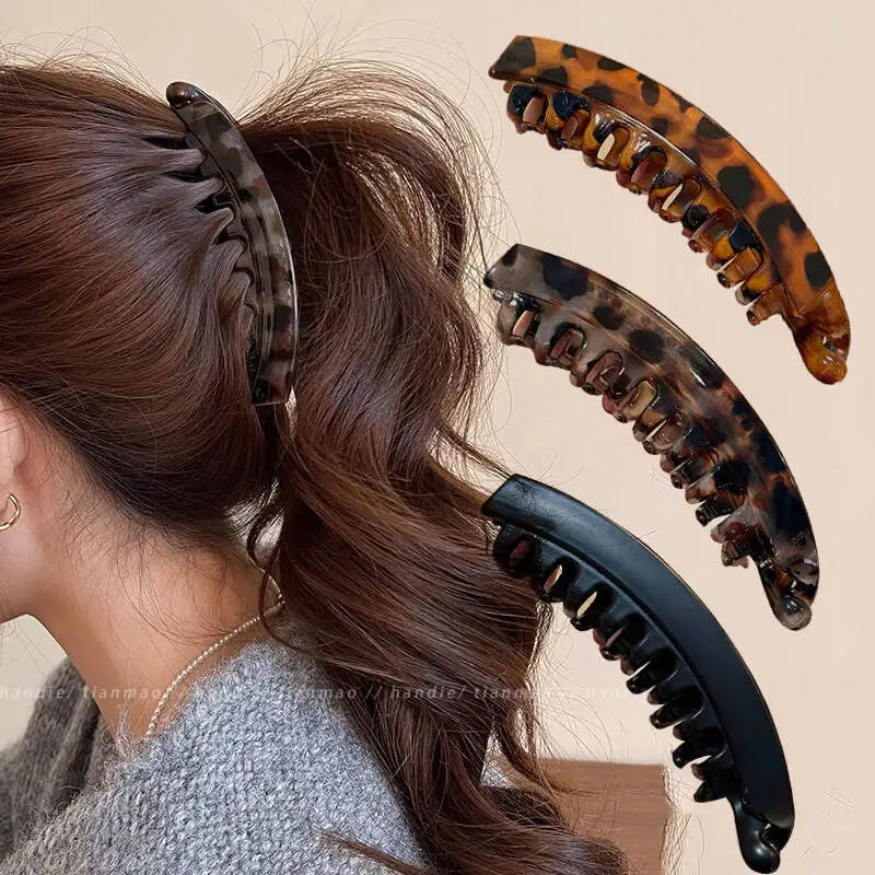 Tortoiseshell Fish-Shaped Banana Hair Clip Set