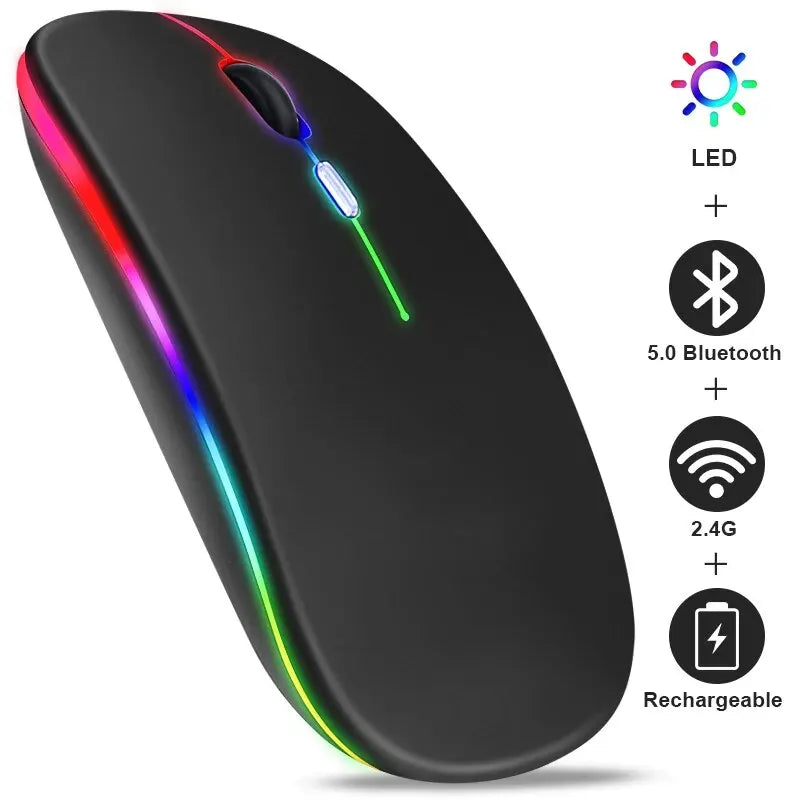 RGB Rechargeable Wireless Bluetooth Gaming Mouse, 3600 DPI Ergonomic LED Mouse for PC and Laptop