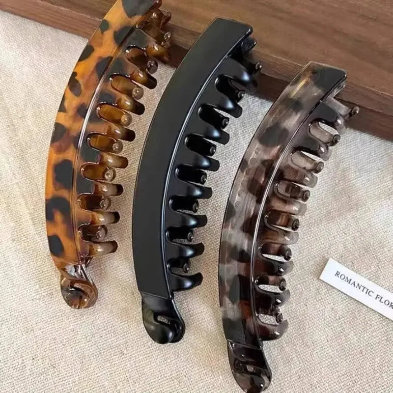 Tortoiseshell Fish-Shaped Banana Hair Clip Set