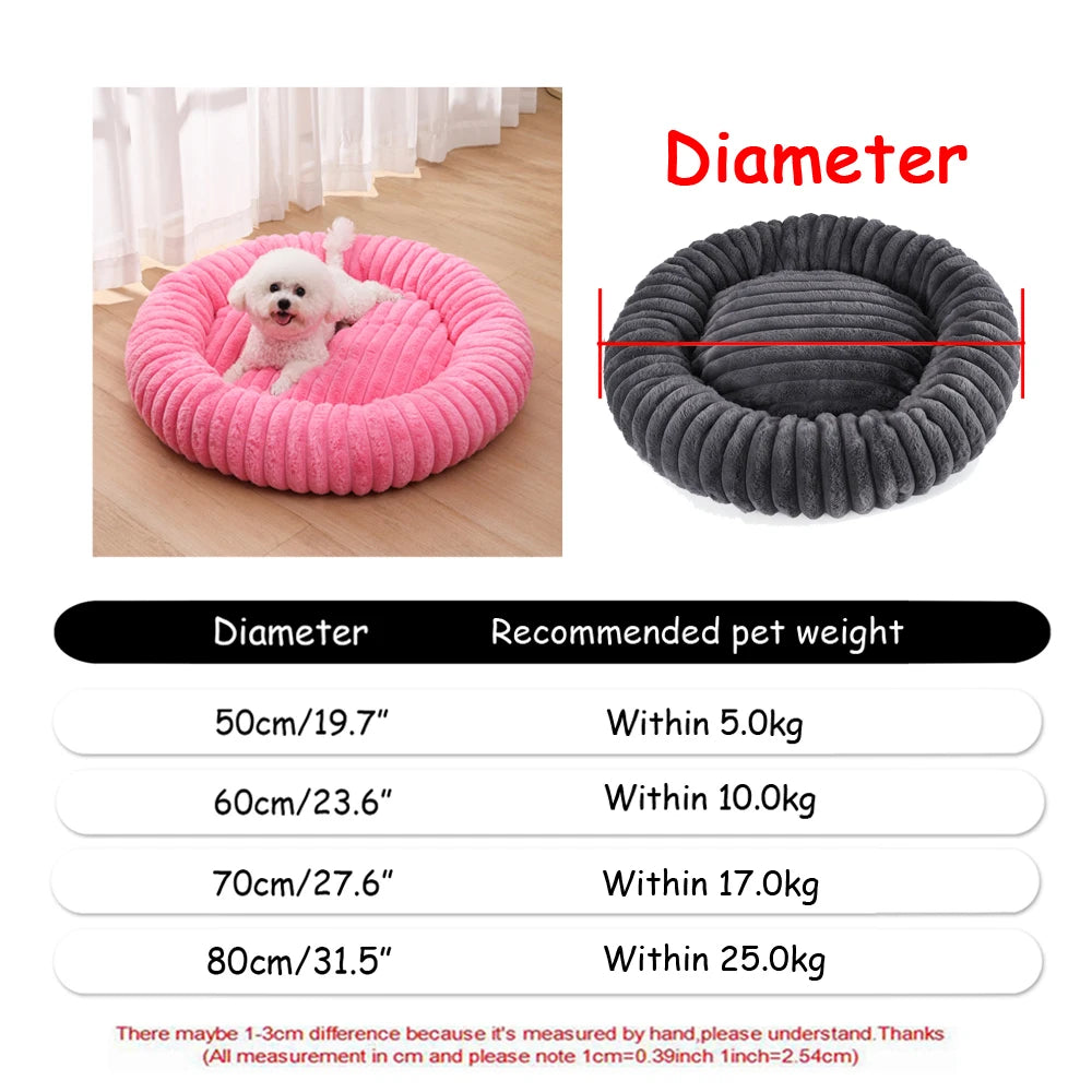 Super Soft Round Plush Pet Bed for Dogs and Cats