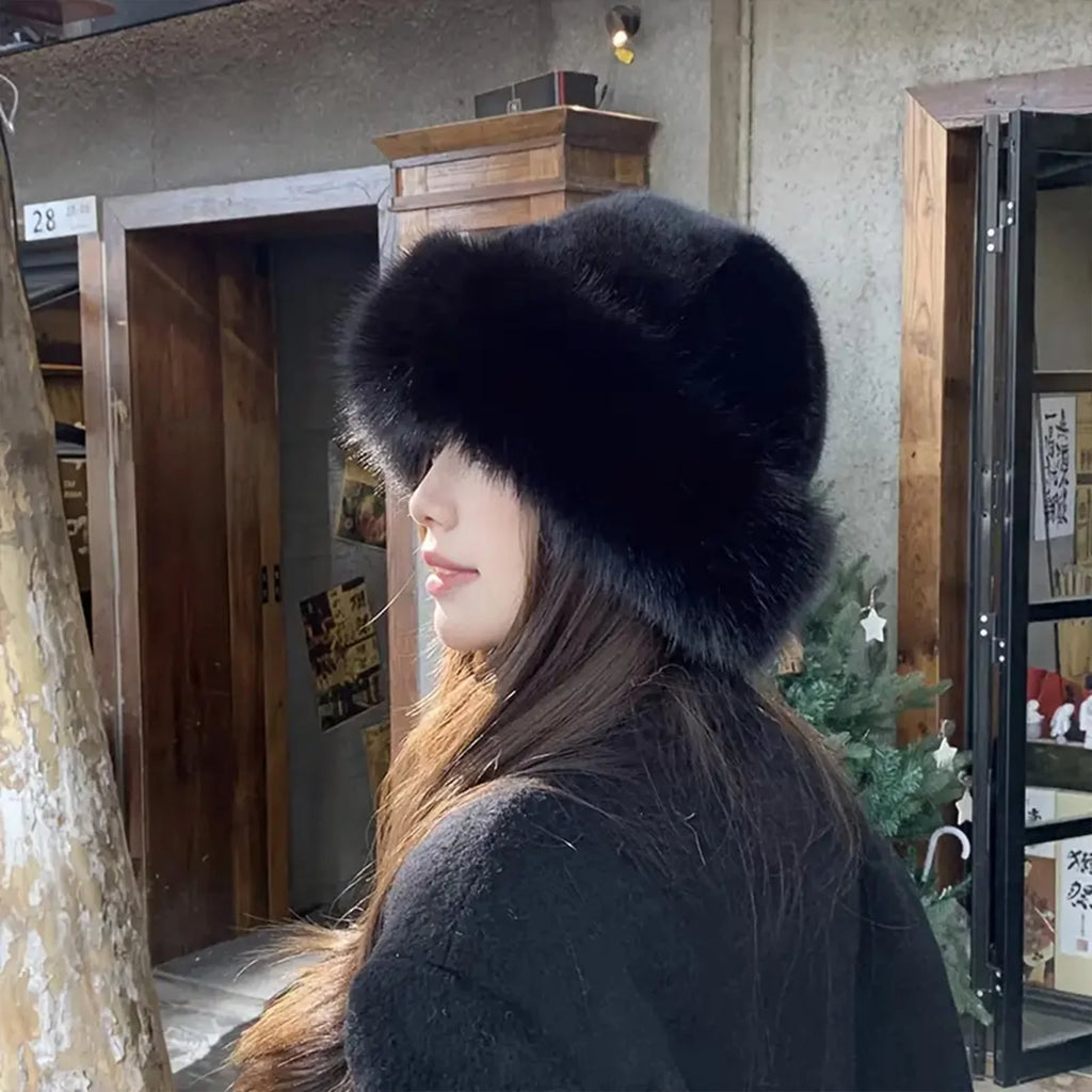 Women's Thick Faux Fur Winter Hat for Skiing and Outdoor Warmth