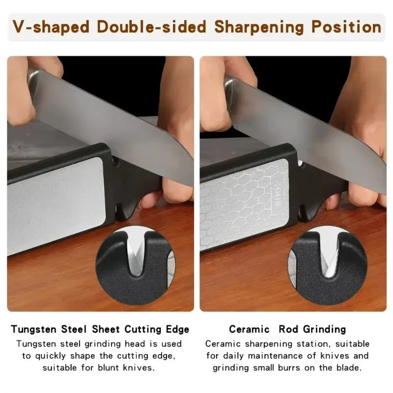 5-in-1 Multi-Tool Knife Sharpener with 400/1000 Grit Diamond Bars