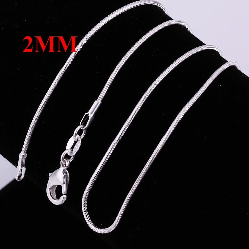 925 Sterling Silver Solid Snake Chain Necklace (1mm-3mm)