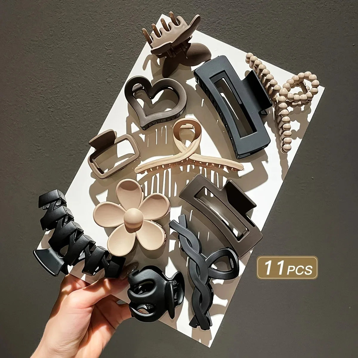 11-Piece Matte Shark Hair Clip Set