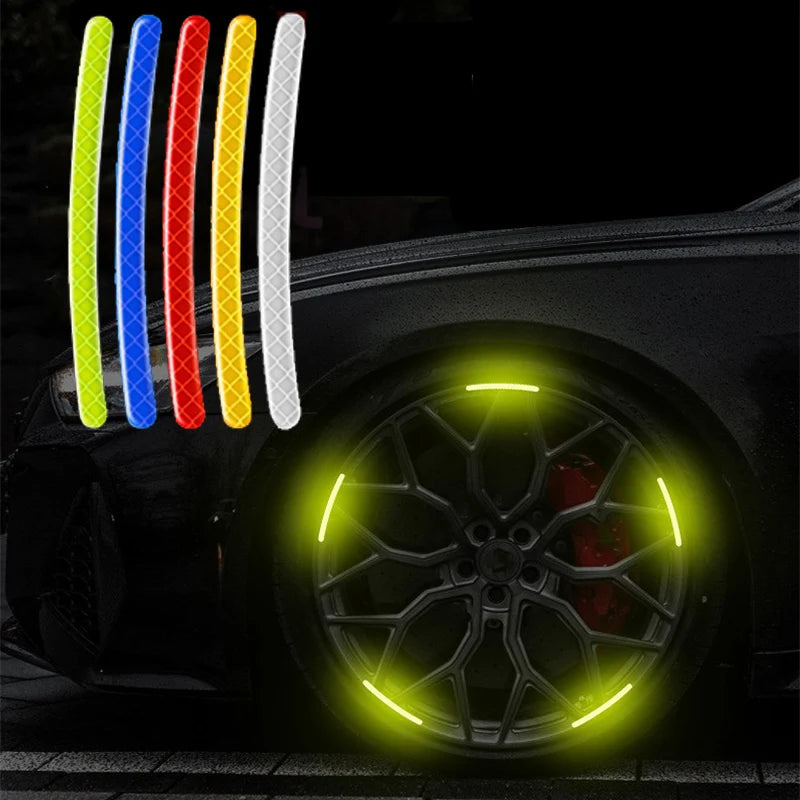Reflective Safety Warning Stickers for Car Wheel Hubs and Door Handles