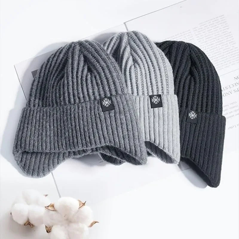 Men's Winter Knitted Bomber Hat with Faux Fur Lining and Earmuffs