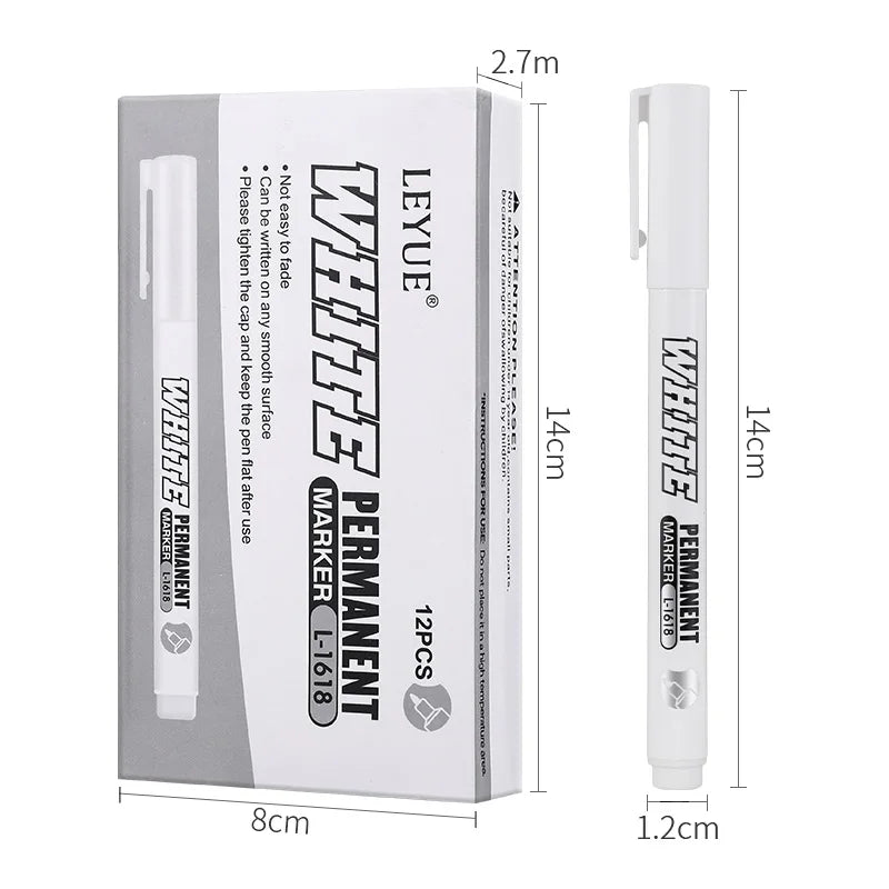 Waterproof White Permanent Metal Marker Pen with 1mm Tip