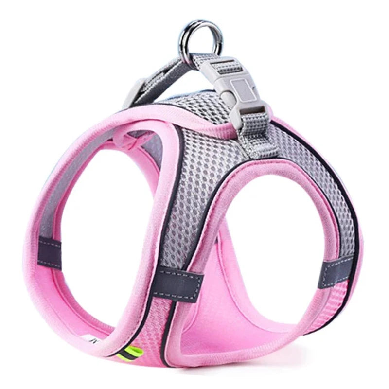 Reflective Breathable Adjustable Cat and Dog Harness Vest with Lead Set