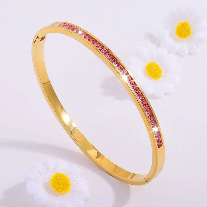 ZAKOL Zirconia Inlaid Stainless Steel Stackable Bracelet Set