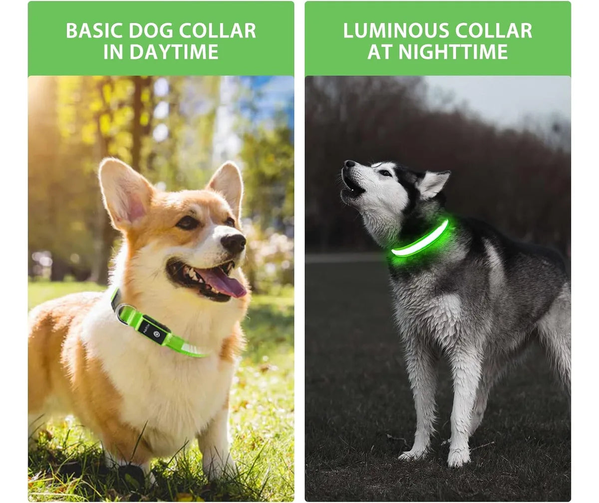 USB LED Adjustable Soft Mesh Dog Safety Collar with Colorful Lights