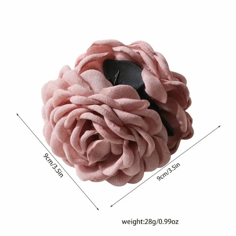 Medium Cotton Rose Flower Hair Claw Clip for Women