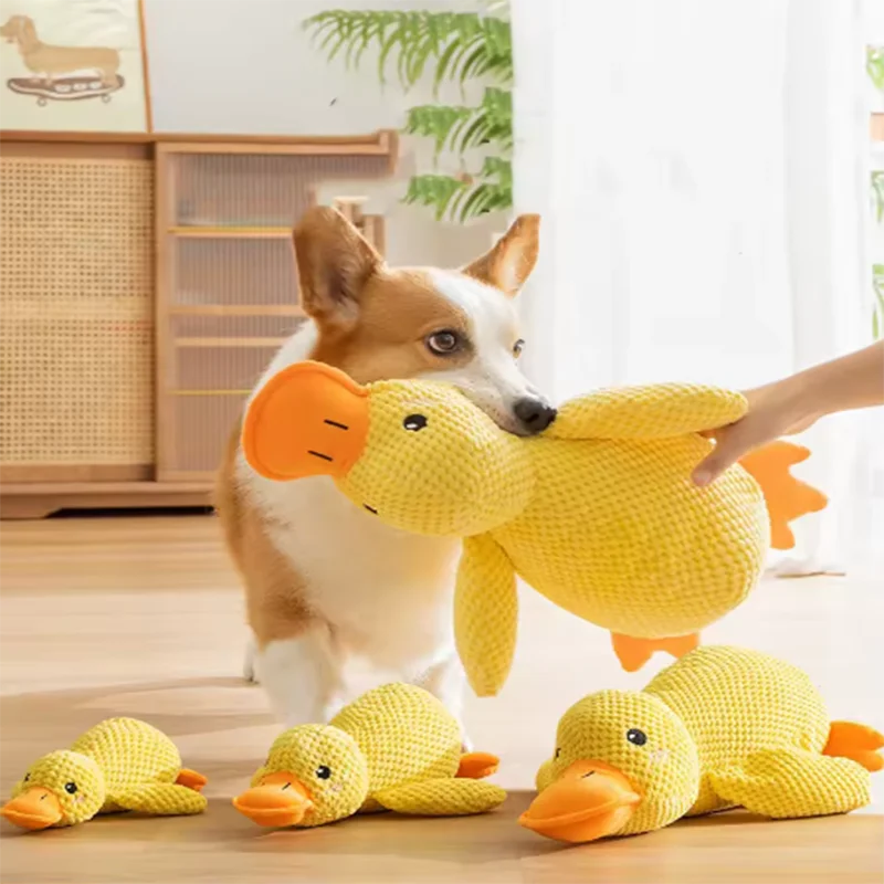 Interactive Little Yellow Duck Plush Dog Toy