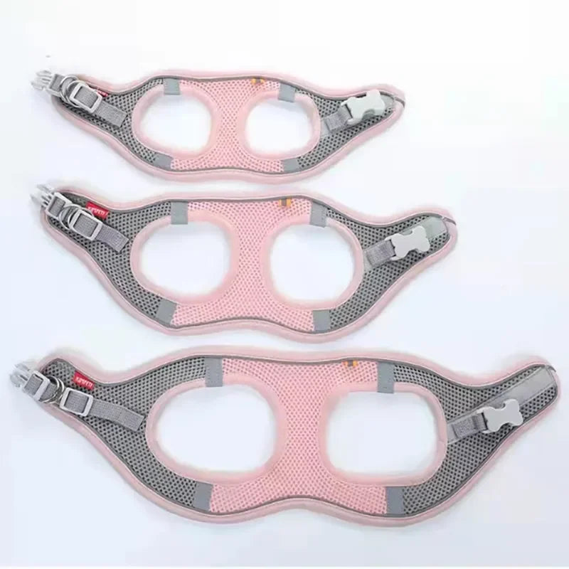 Reflective Breathable Adjustable Cat and Dog Harness Vest with Lead Set