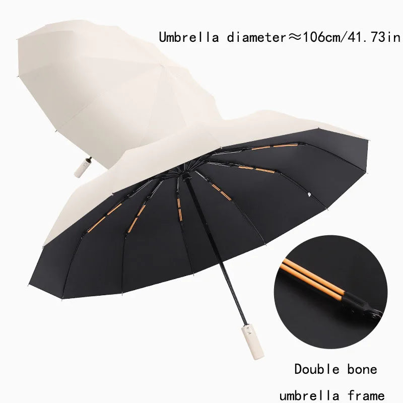 24-Bone Wind-Resistant Business Umbrella with UV Protection