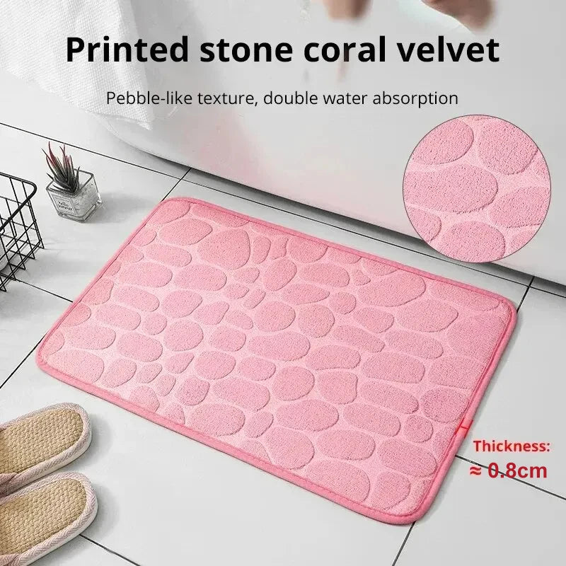 Embossed Pebble Anti-Slip Fiber Bath Mat