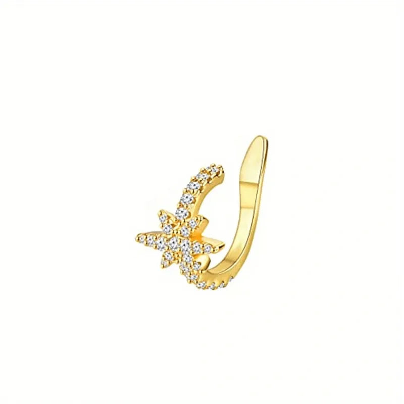 EVISPOL Metal Leaf Ear Cuff Non-Piercing Cartilage Clip-On Earring