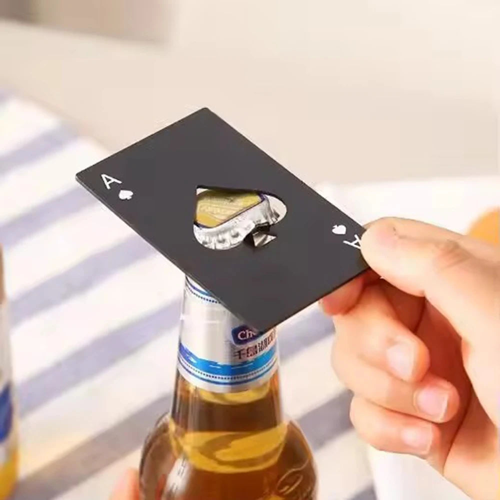 Stainless Steel Ace of Spades Credit Card Bottle Opener