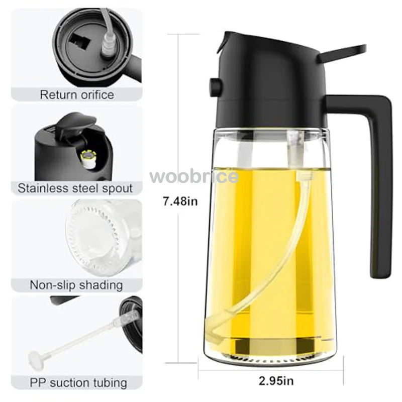 2-in-1 Kitchen Oil Sprayer and Dispenser with Brush