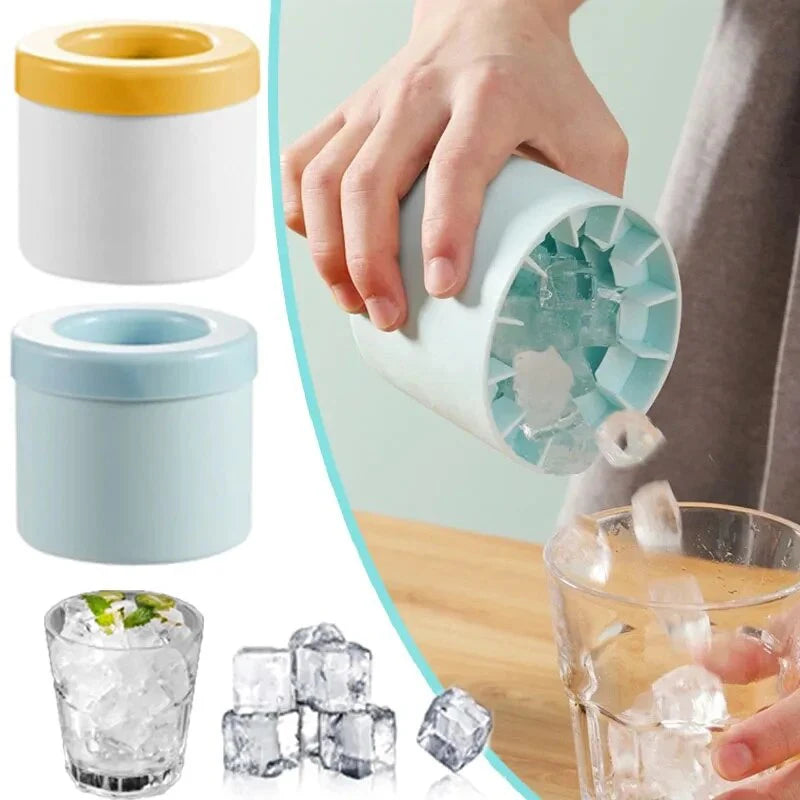 Silicone Round Ice Cube Mold and Freeze Bucket