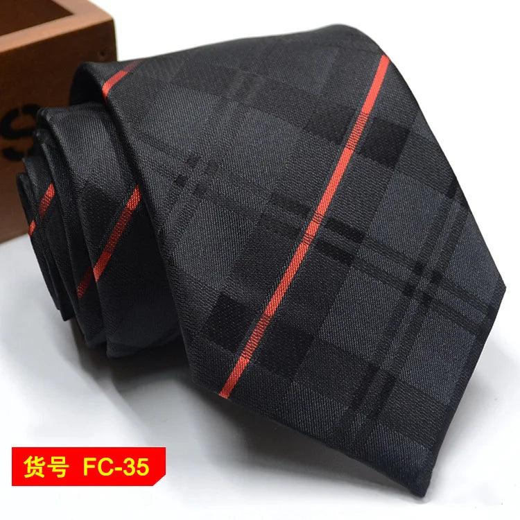 Men's 7-8cm Jacquard Necktie with Floral and Stripe Patterns