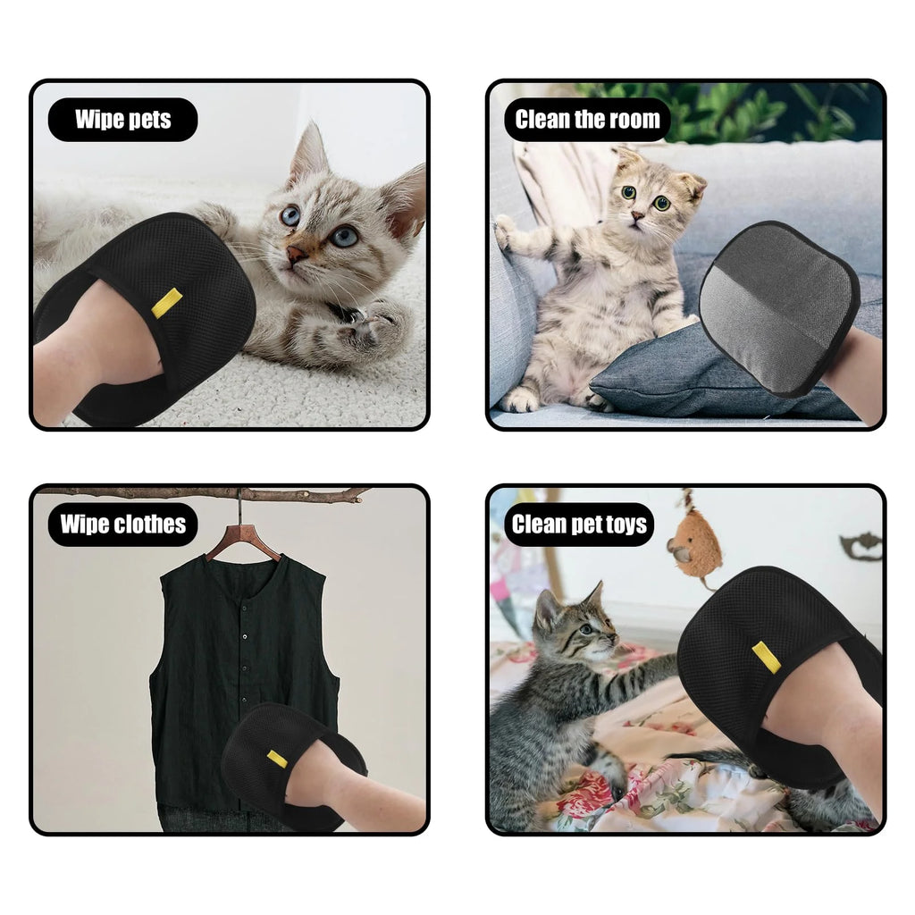 Reusable Double-Sided Static Pet Hair Removal and Grooming Gloves