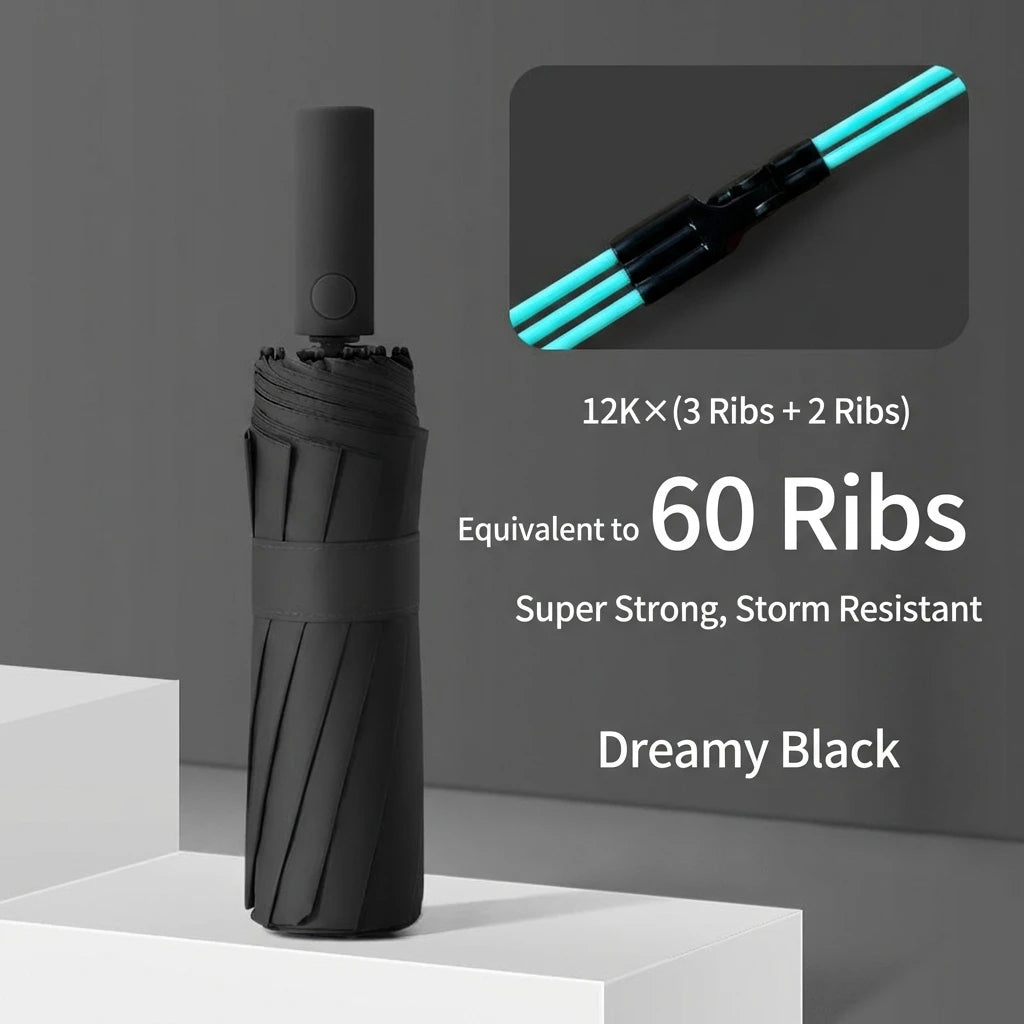 Reinforced 24-Bone Wind-Resistant Business Umbrella with UV Protection