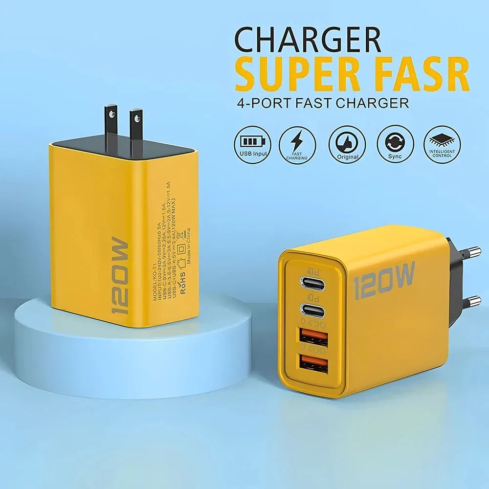 4-Port USB-C PD & Quick Charge 3.0 Fast Charging Adapter