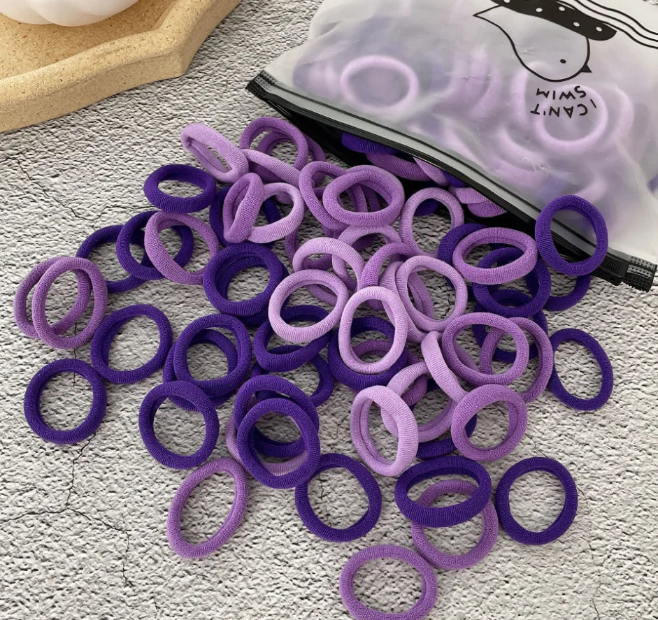 50/100Pcs Colorful Nylon Elastic Hair Ties for Kids
