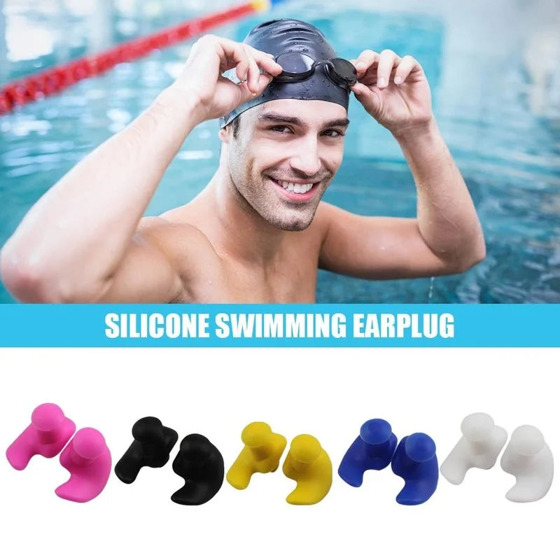 1 Pair Waterproof Soft Silicone Swimming Earplugs