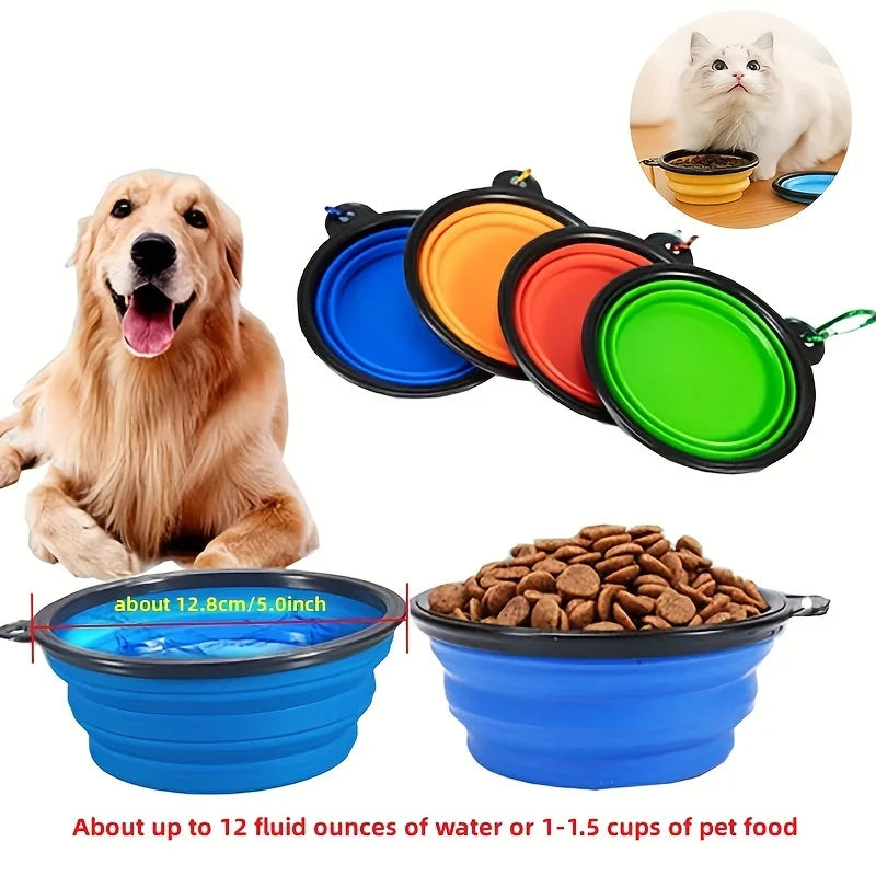 Portable Collapsible Silicone Pet Bowl for Travel and Outdoor Use